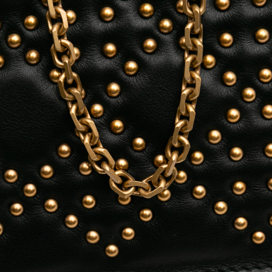 Studded Calfskin Cannage Lady Dior Wallet on Chain Black - Gaby Paris