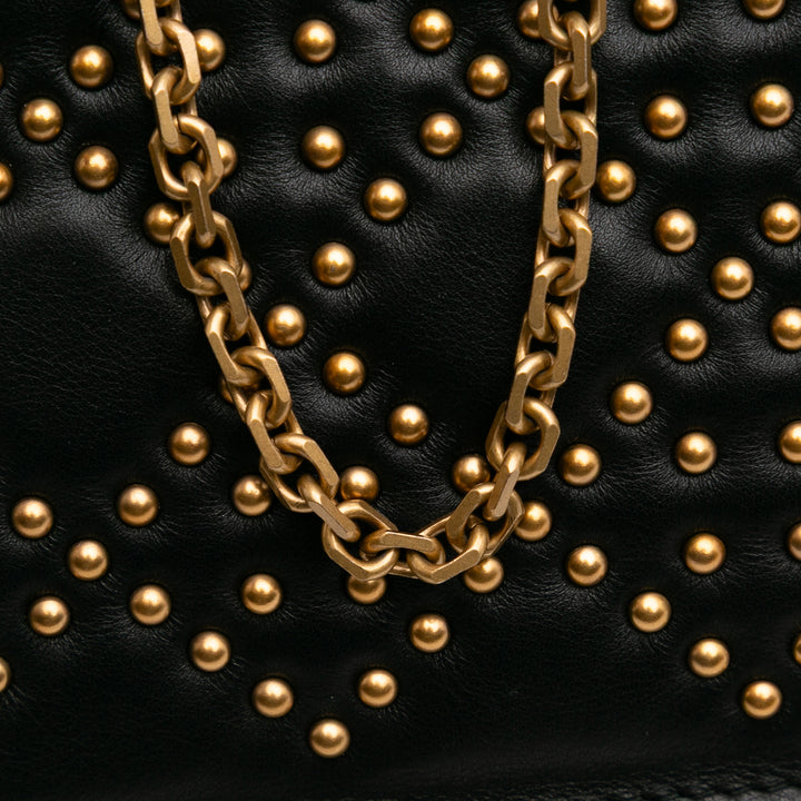 Studded Calfskin Cannage Lady Dior Wallet on Chain Black - Gaby Paris