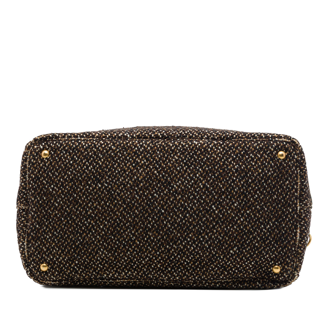 Prada Sac à main Tweed Marron – vue 3 – GABY PARIS