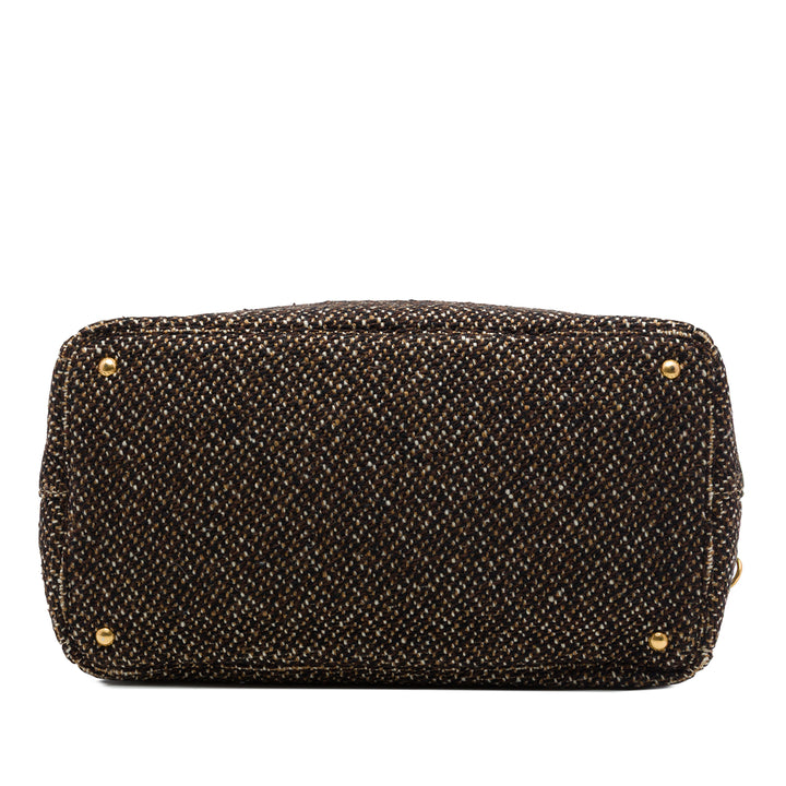 Prada Sac à main Tweed Marron – vue 3 – GABY PARIS
