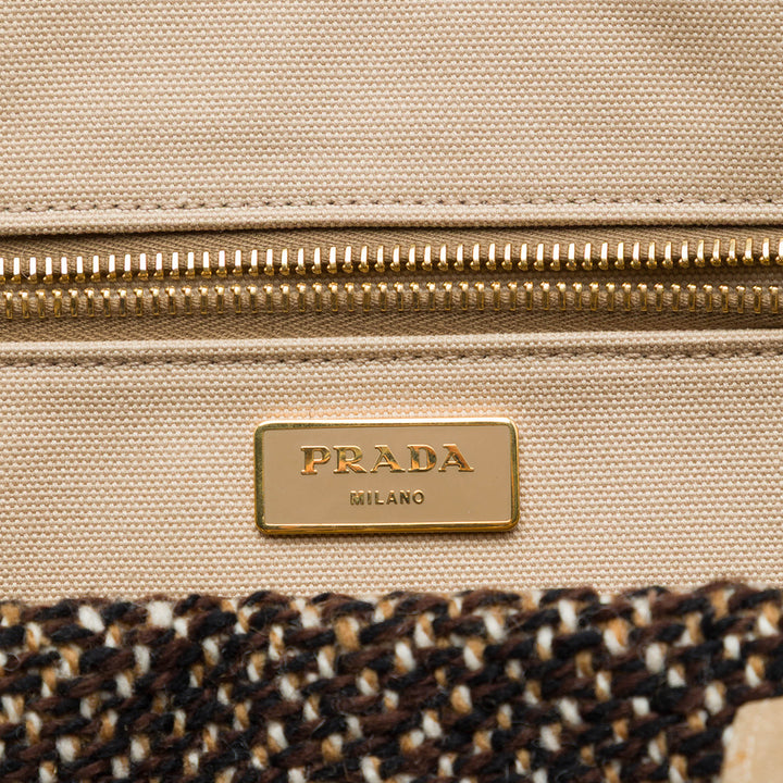 Prada Sac à main Tweed Marron – vue 5 – GABY PARIS