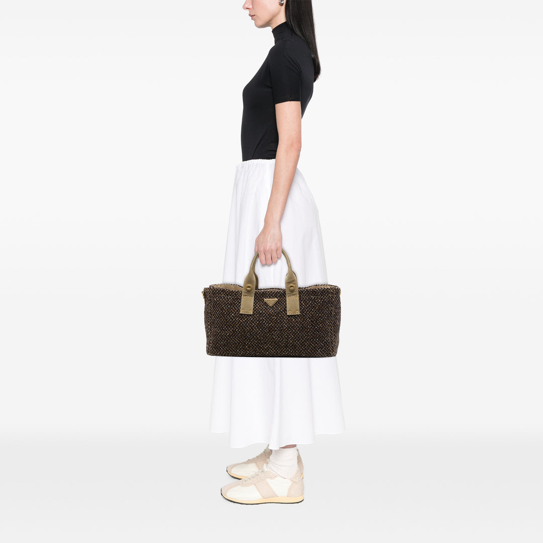 Prada Sac à main Tweed Marron – vue 6 – GABY PARIS