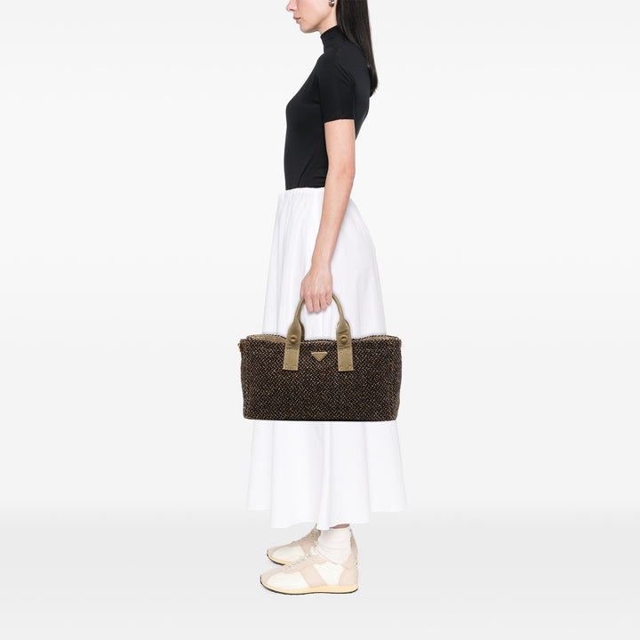 Prada Sac à main Tweed Marron – vue 6 – GABY PARIS