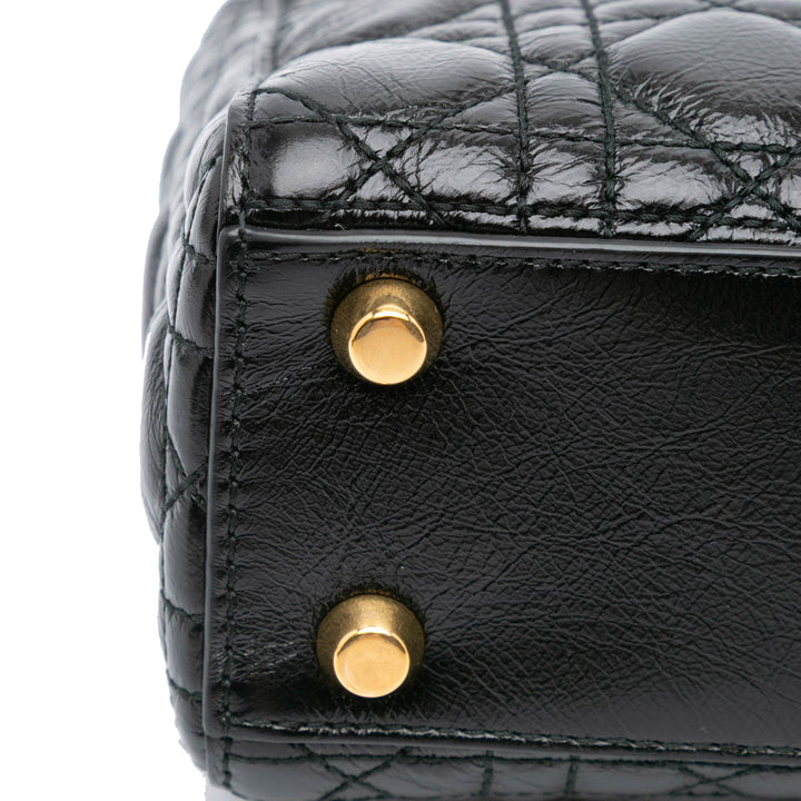 Small Crinkled Patent Cannage My ABCDior Lady Dior Black - Gaby Paris