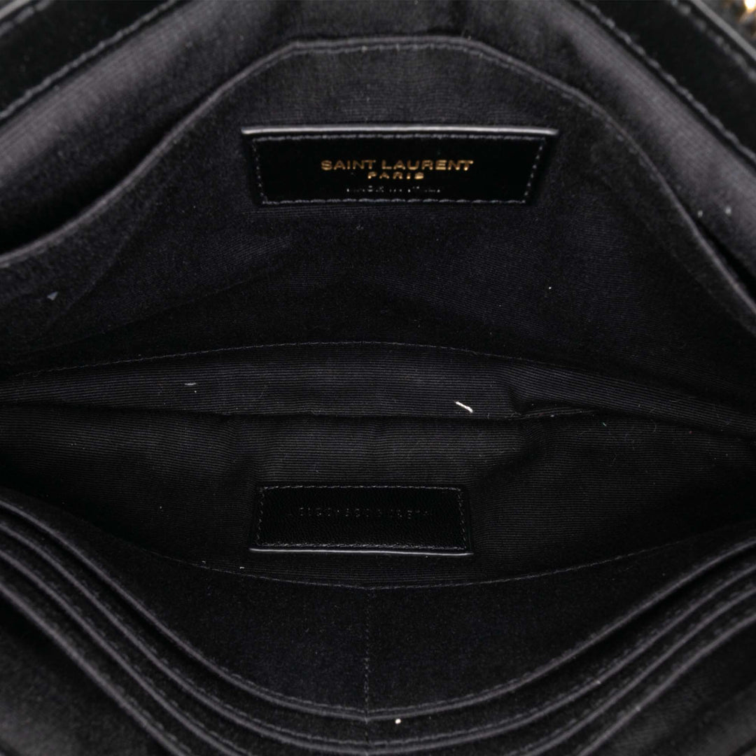 Saint Laurent Chevron Cuir Monogram Zip A5 Wristlet Pochette Noir