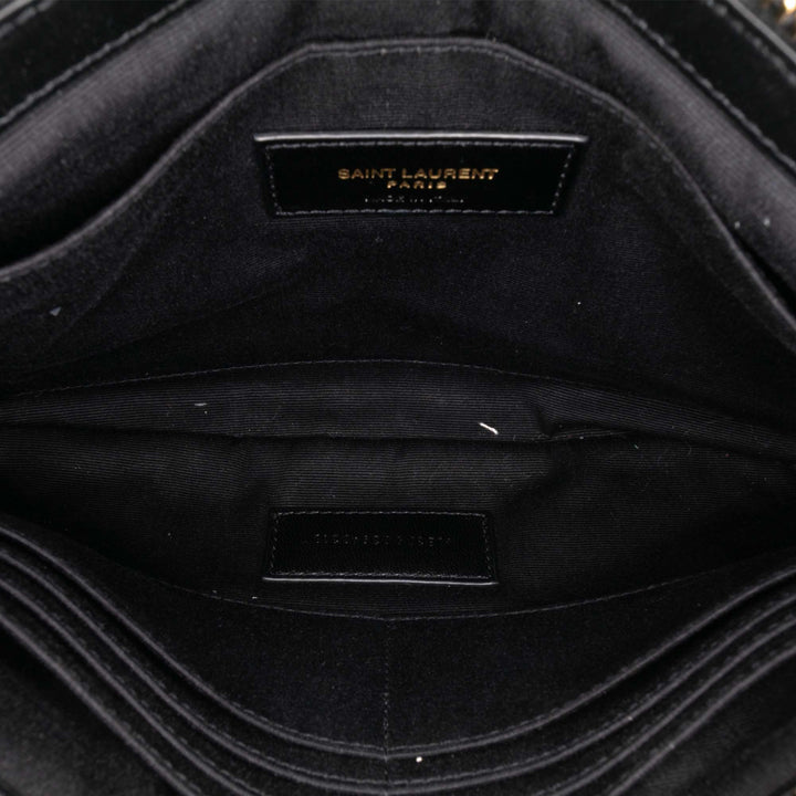 Saint Laurent Chevron Cuir Monogram Zip A5 Wristlet Pochette Noir