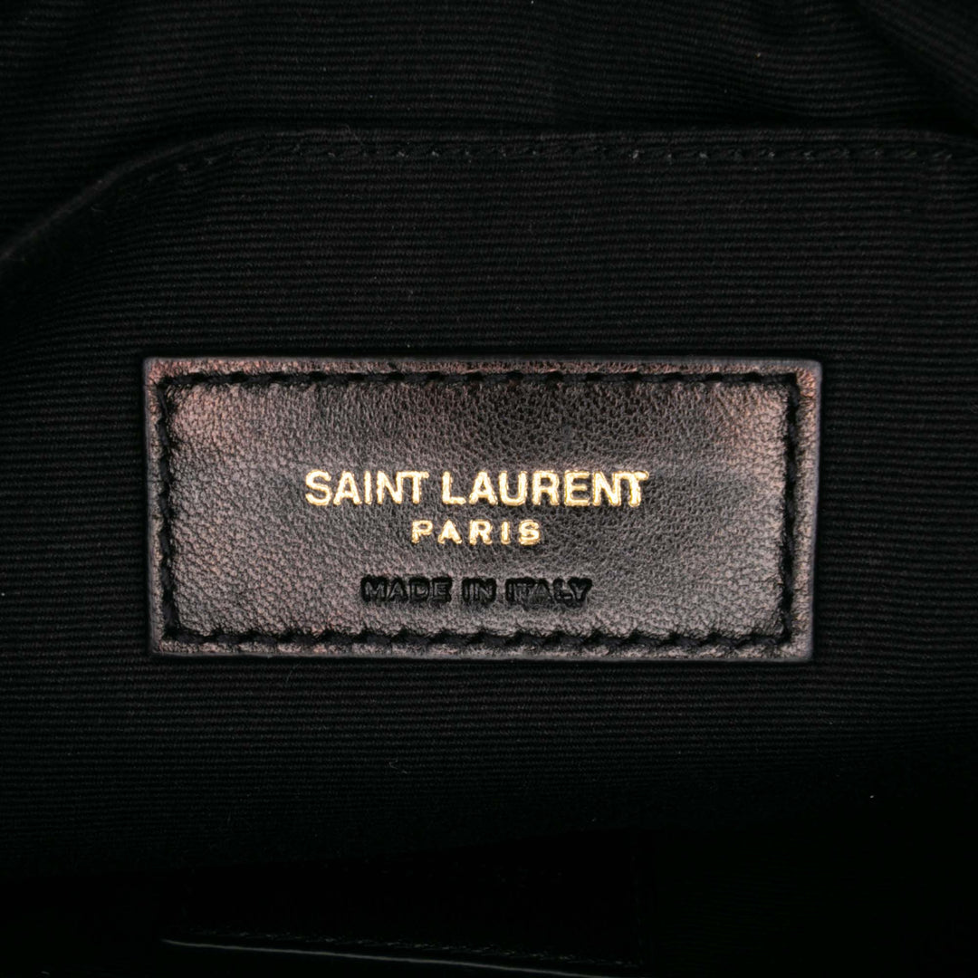 Saint Laurent Chevron Cuir Monogram Zip A5 Wristlet Pochette Noir