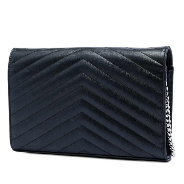 Saint Laurent Grain De Poudre Chevron Cassandre Envelope Chain Portefeuille