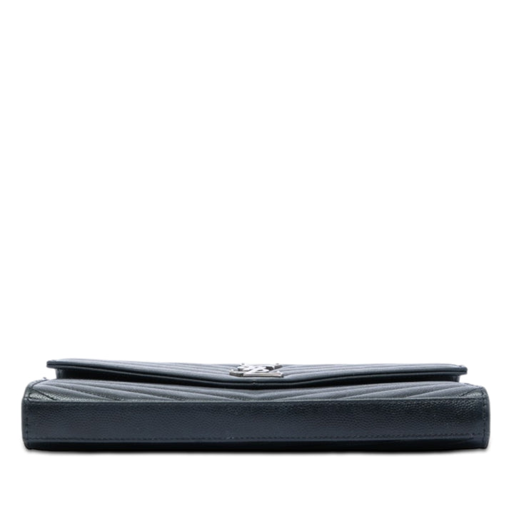 Saint Laurent Grain De Poudre Chevron Cassandre Envelope Chain Portefeuille