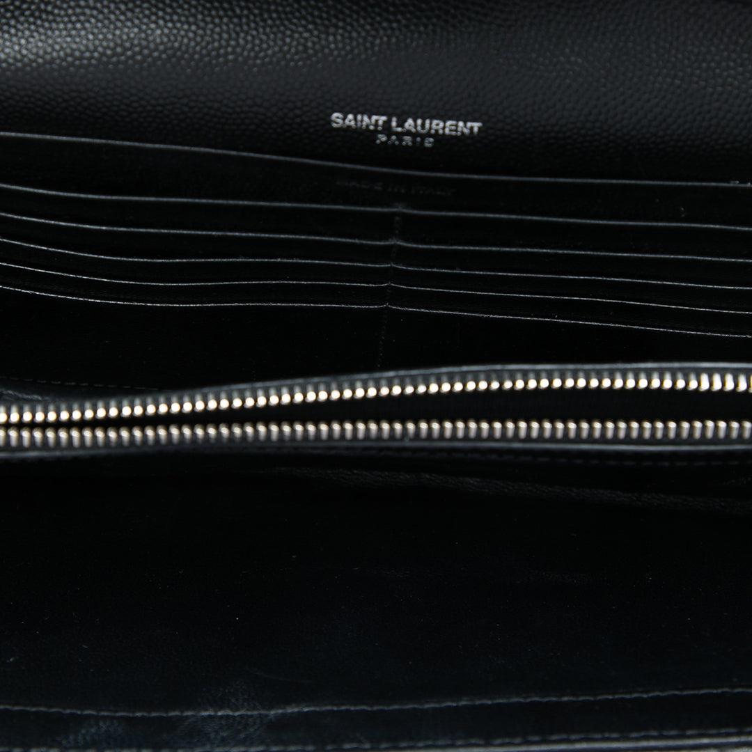 Saint Laurent Grain De Poudre Chevron Cassandre Envelope Chain Portefeuille