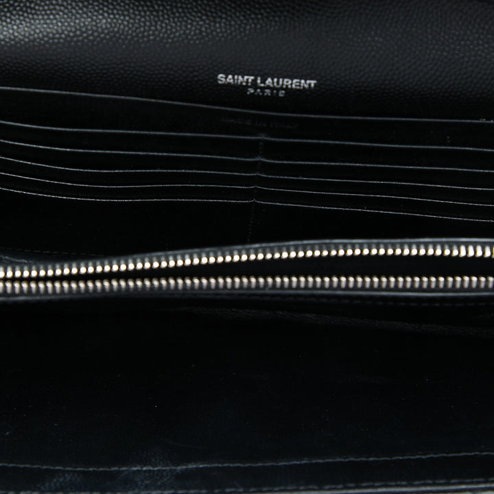 Saint Laurent Grain De Poudre Chevron Cassandre Envelope Chain Portefeuille