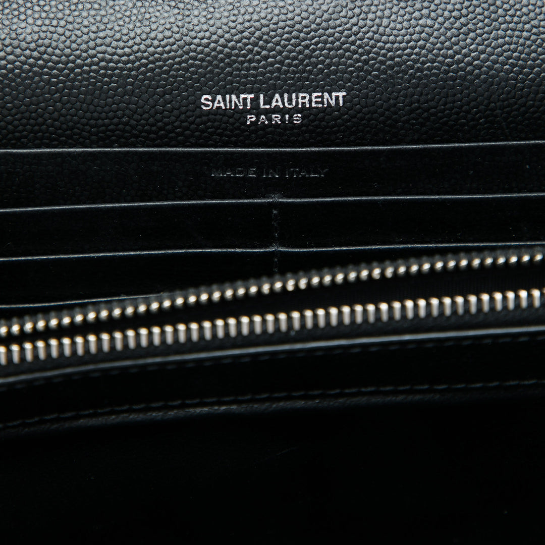 Saint Laurent Grain De Poudre Chevron Cassandre Envelope Chain Portefeuille