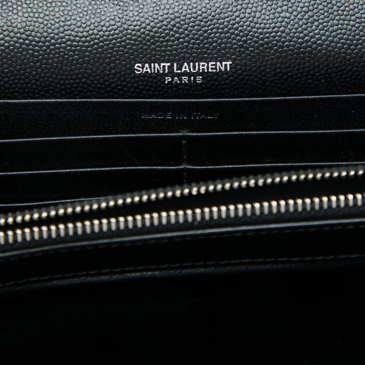 Saint Laurent Grain De Poudre Chevron Cassandre Envelope Chain Portefeuille