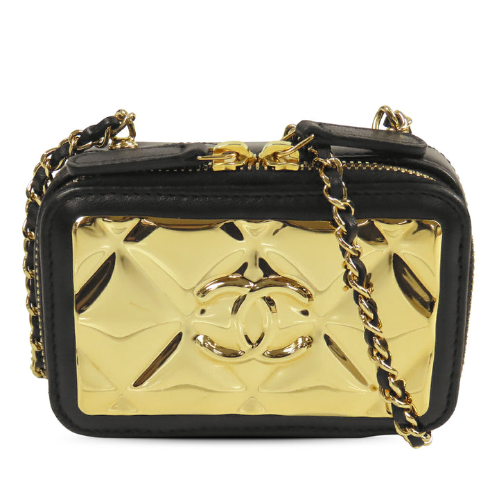 Chanel Extra Mini CC Matelassé Golden Plate Vanity Sac porté croisé