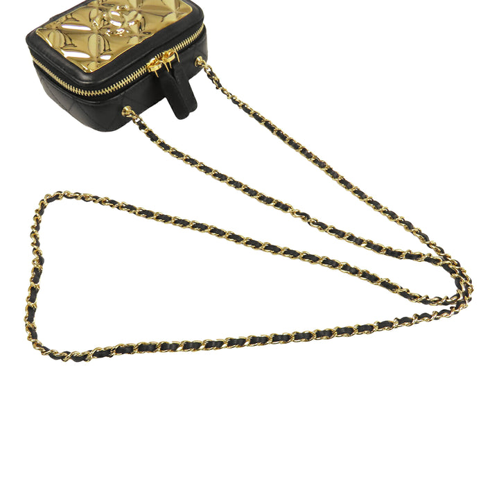 Chanel Extra Mini CC Matelassé Golden Plate Vanity Sac porté croisé