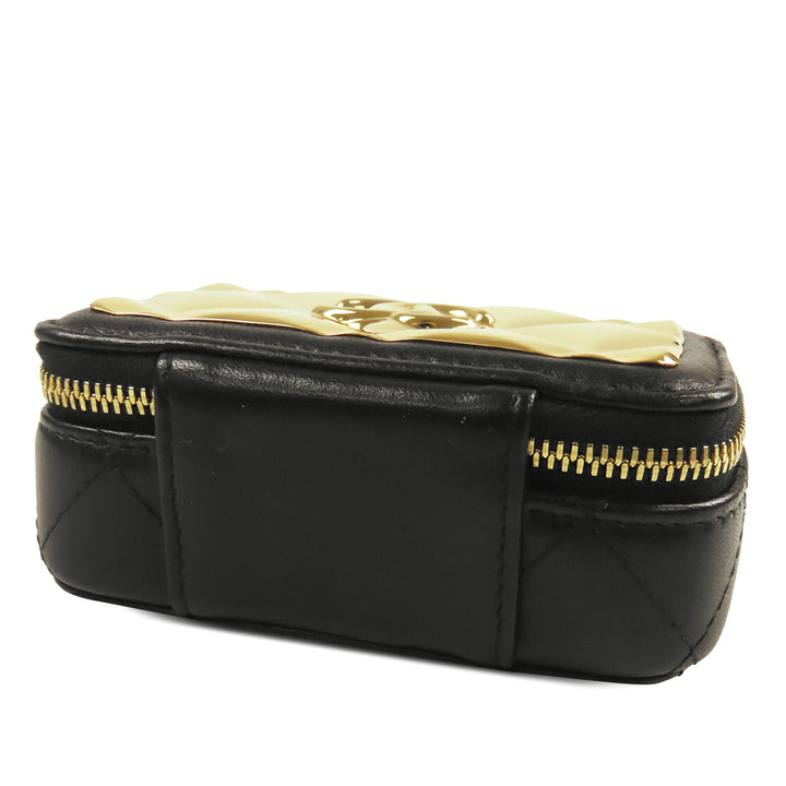 Chanel Extra Mini CC Matelassé Golden Plate Vanity Sac porté croisé
