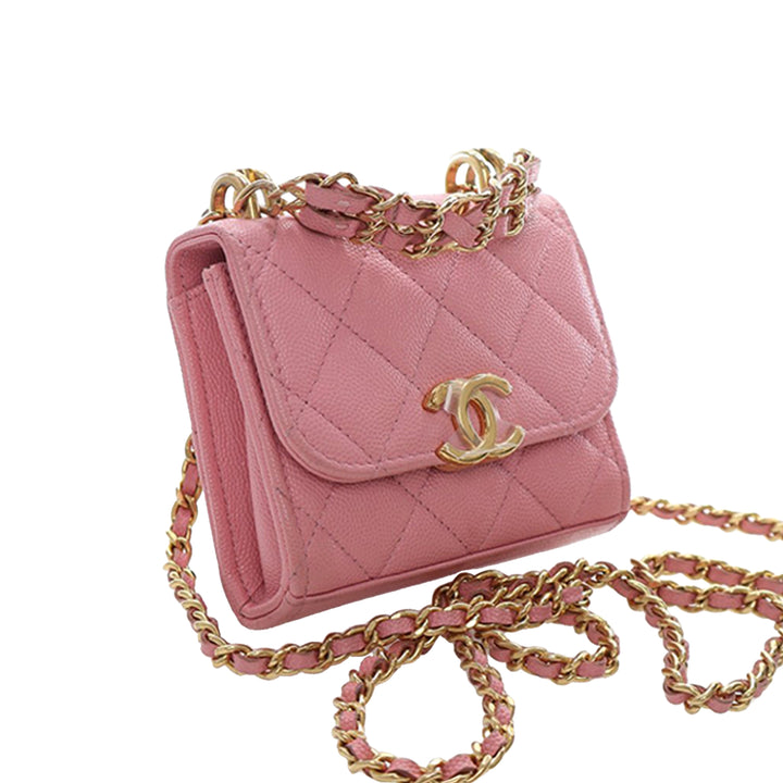 Chanel Mini CC Matelassé Caviar anse supérieure Pochette avec chaîne