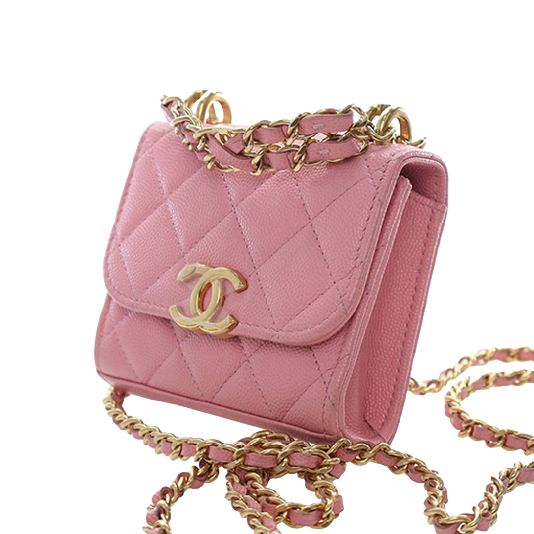 Chanel Mini CC Matelassé Caviar anse supérieure Pochette avec chaîne