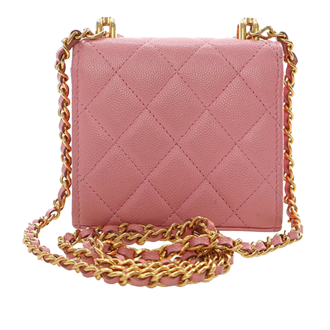 Chanel Mini CC Matelassé Caviar anse supérieure Pochette avec chaîne