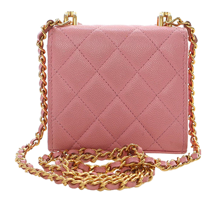 Chanel Mini CC Matelassé Caviar anse supérieure Pochette avec chaîne