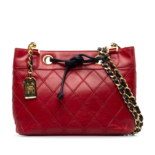 CC Bicolor Lambskin Shoulder Bag Red - Gaby Paris