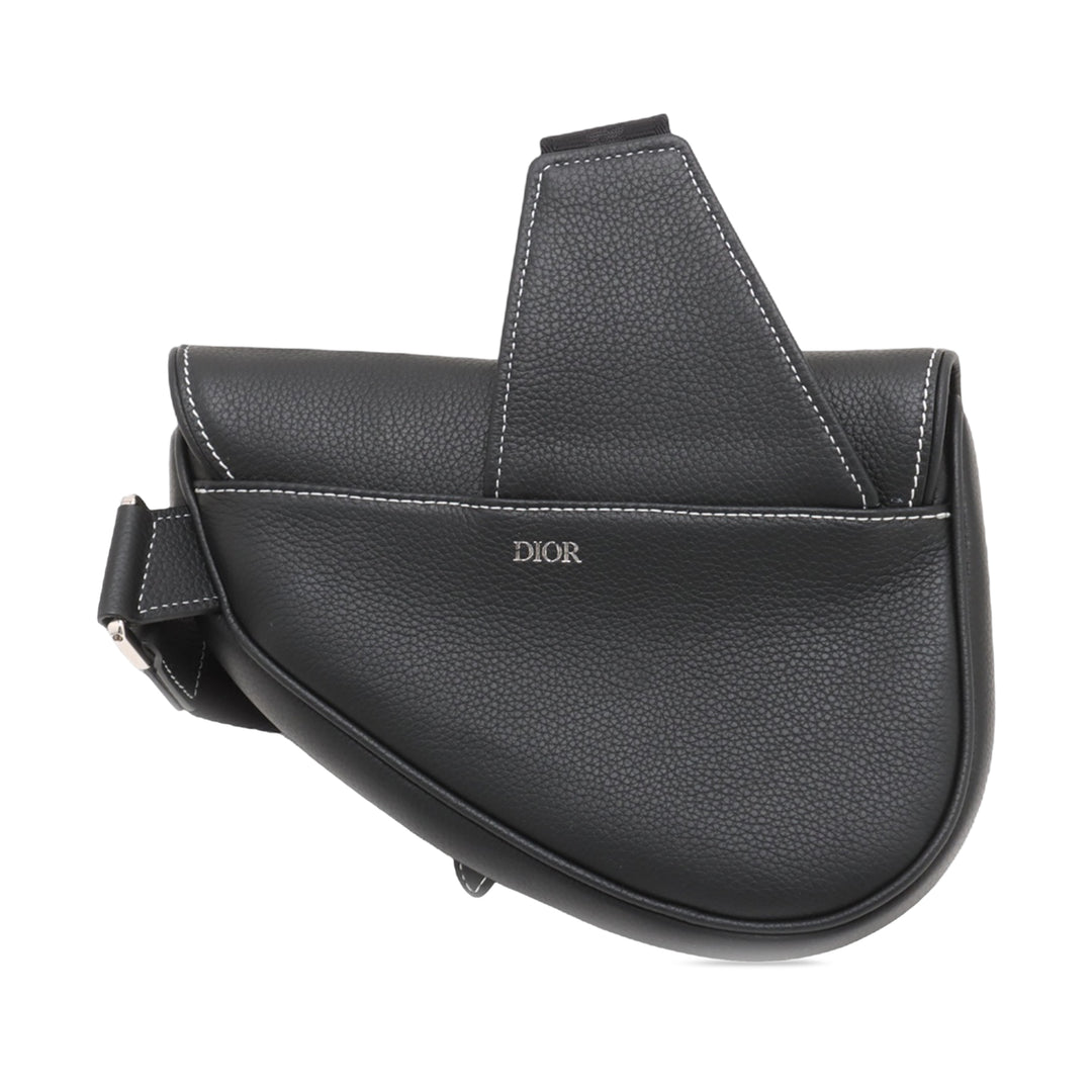 Dior Cuir de veau grainé Saddle Sac porté croisé