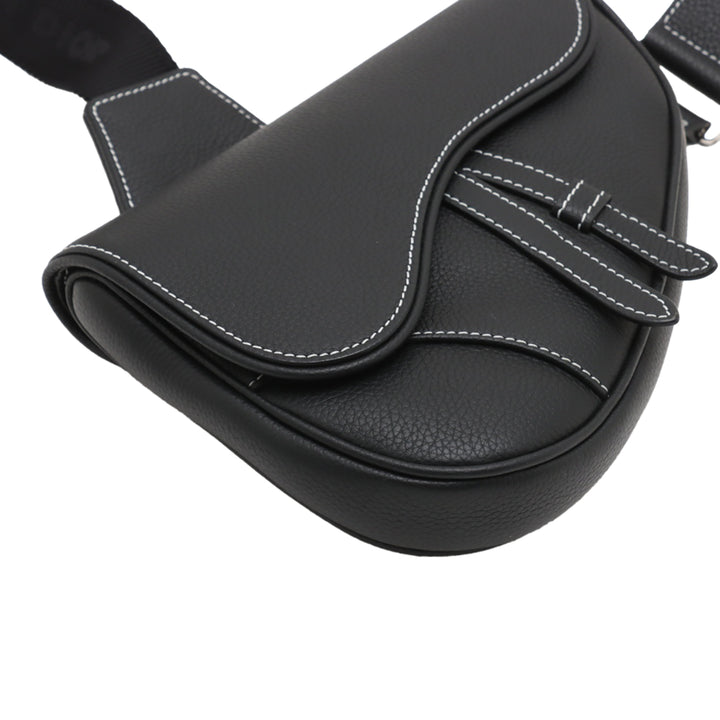 Dior Cuir de veau grainé Saddle Sac porté croisé