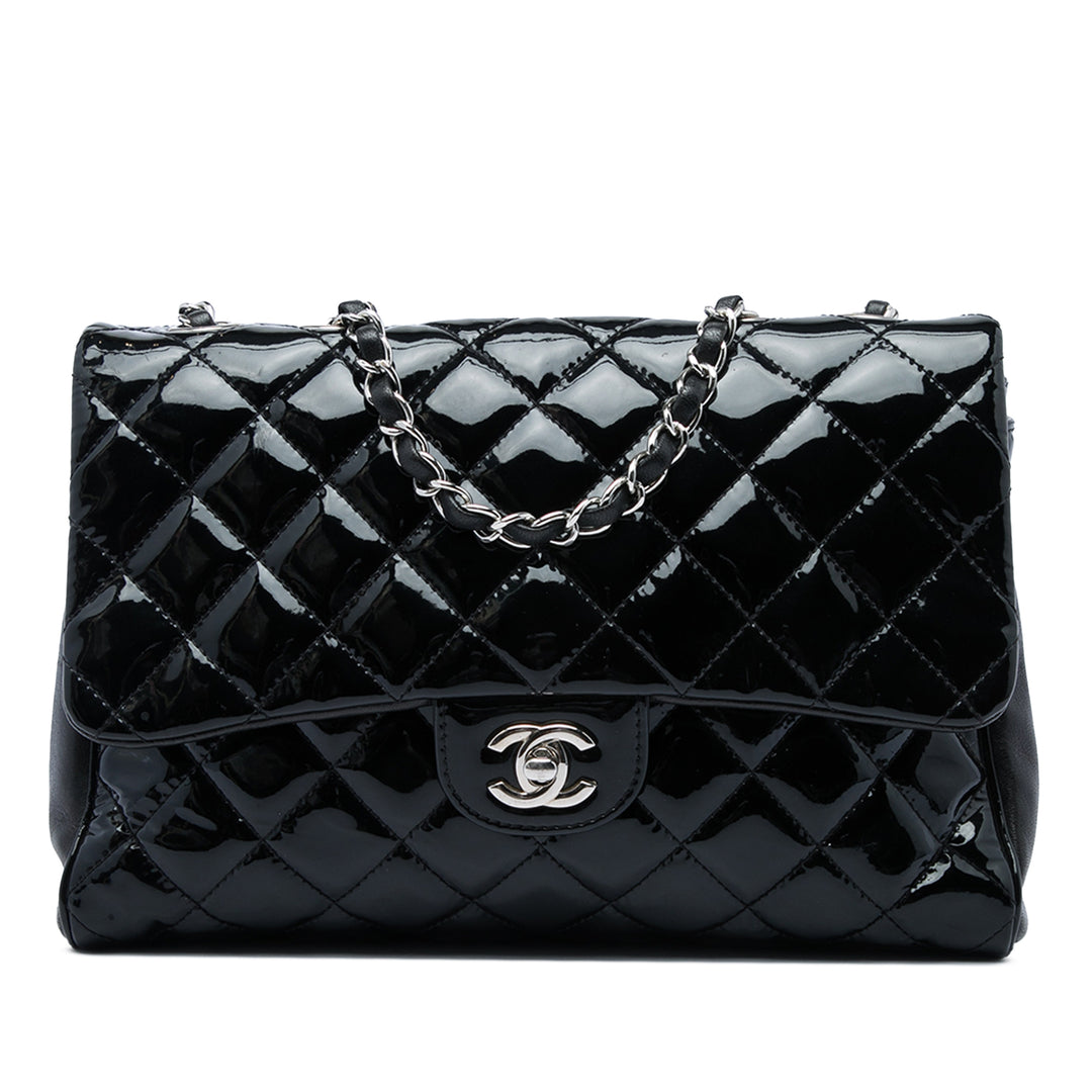 Chanel CC Matelassé Double Compartment à rabat Grand Noir – vue principale – GABY PARIS