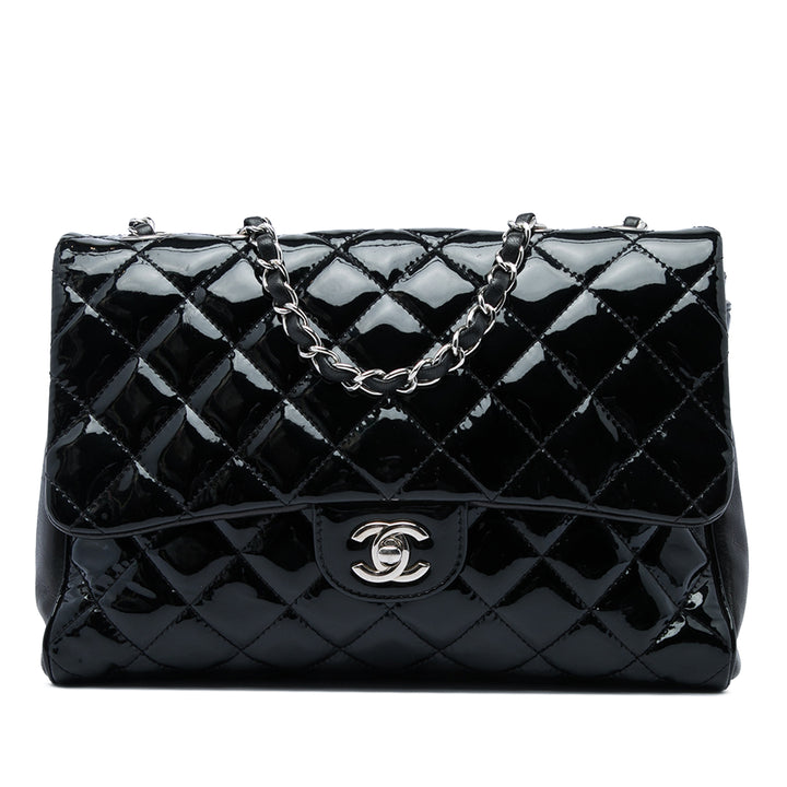 Chanel CC Matelassé Double Compartment à rabat Grand Noir – vue principale – GABY PARIS