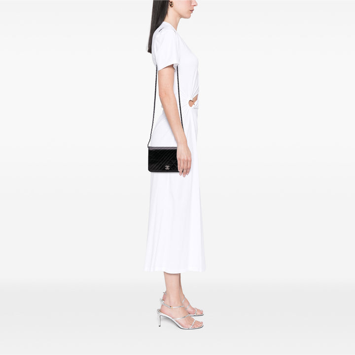 Lambskin Coco Boy Wallet On Chain Black - Gaby Paris