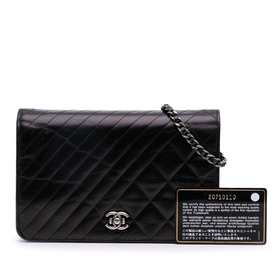 Lambskin Coco Boy Wallet On Chain Black - Gaby Paris