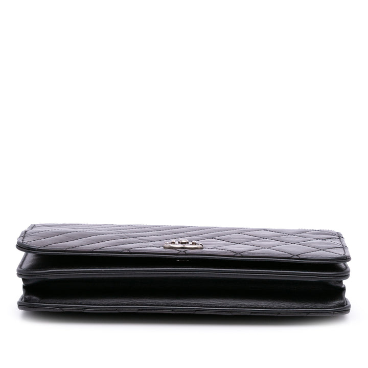 Lambskin Coco Boy Wallet On Chain Black - Gaby Paris