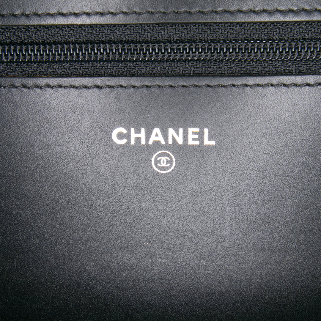 Lambskin Coco Boy Wallet On Chain Black - Gaby Paris