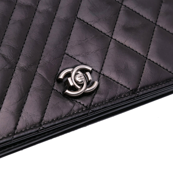 Lambskin Coco Boy Wallet On Chain Black - Gaby Paris