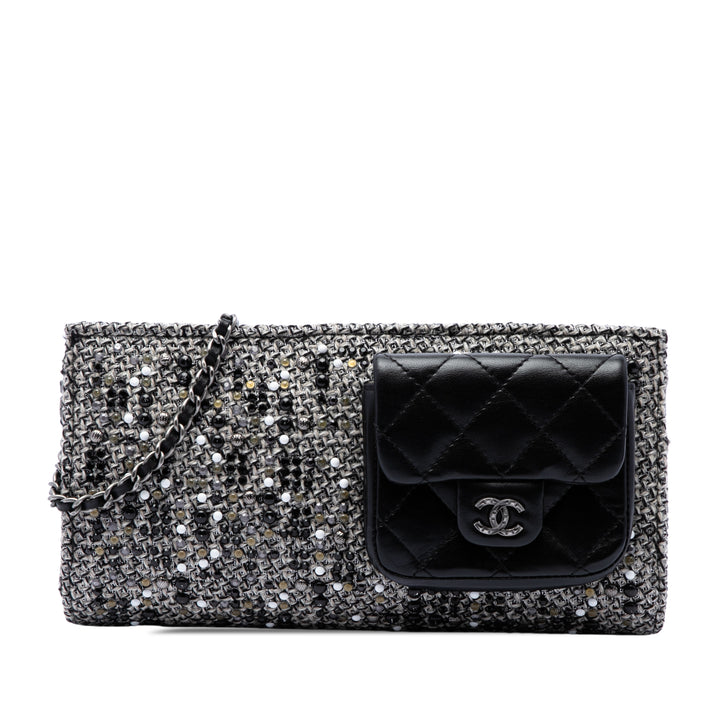 Monochrome Orné Mineral Nights Pochette Wristlet Tweed Noir