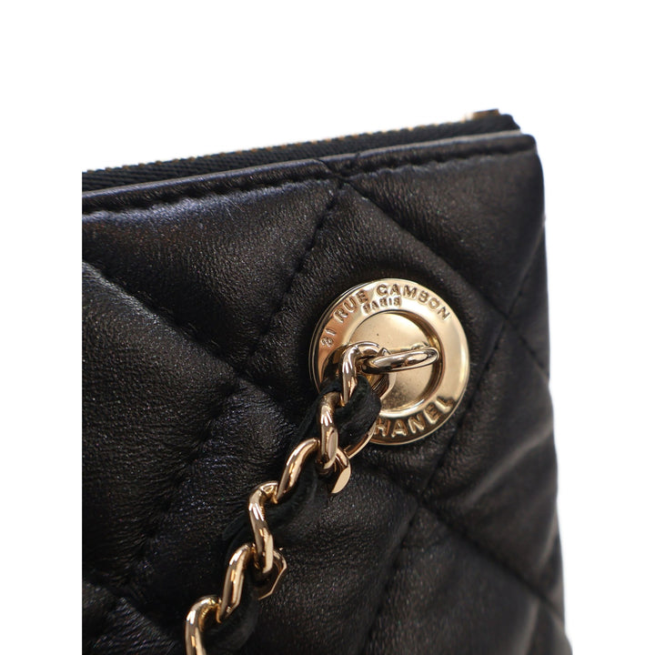 Chanel CC Matelassé Pochette with à rabat Porte-monnaie Mini Cuir d'agneau Noir – vue 7 – GABY PARIS