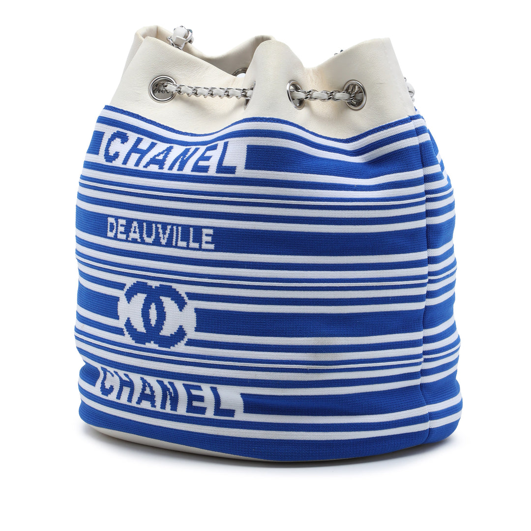 Venise Biarritz Mixed Fibers et Sac à cordon seau Cuir d'agneau Bleu