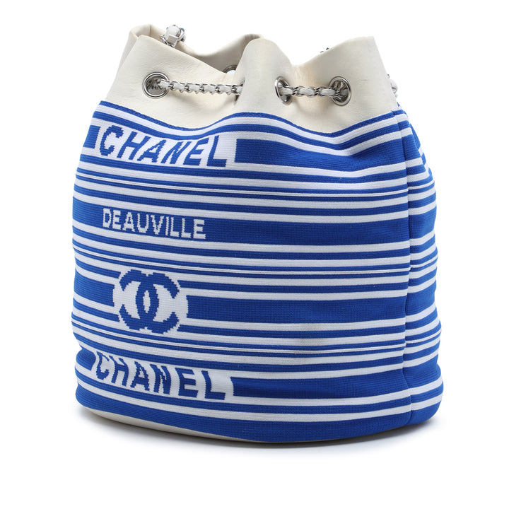 Venise Biarritz Mixed Fibers et Sac à cordon seau Cuir d'agneau Bleu