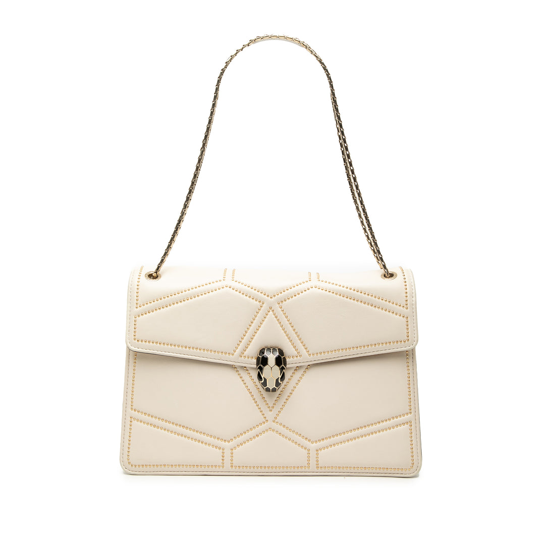 Bvlgari Sac bandoulière clouté Diamond Blast Serpenti Forever Beige – vue principale – GABY PARIS
