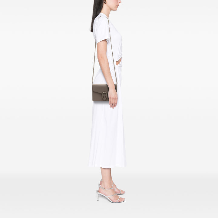 Dionysus Wallet on Chain Cuir de veau Marron