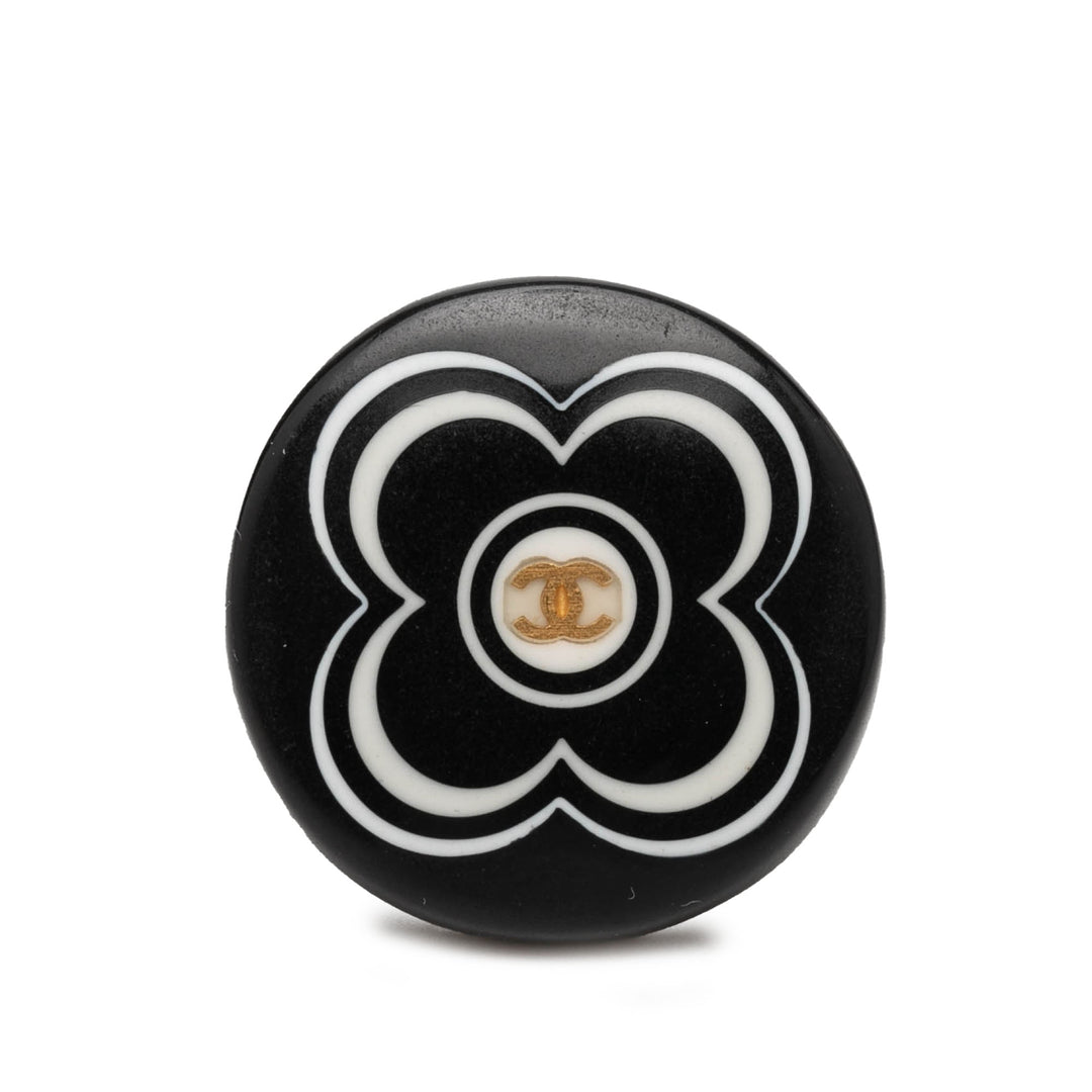 Chanel Resin et Tone CC Logo Camellia Bague Plastique