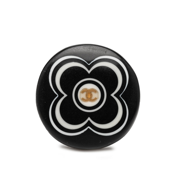 Chanel Resin et Tone CC Logo Camellia Bague Plastique