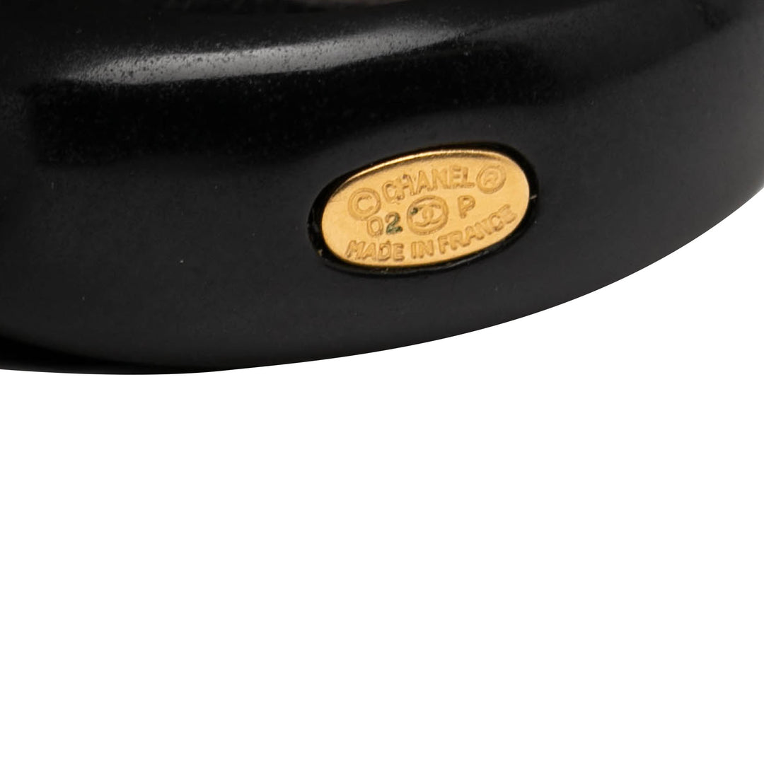 Chanel Resin et Tone CC Logo Camellia Bague Plastique