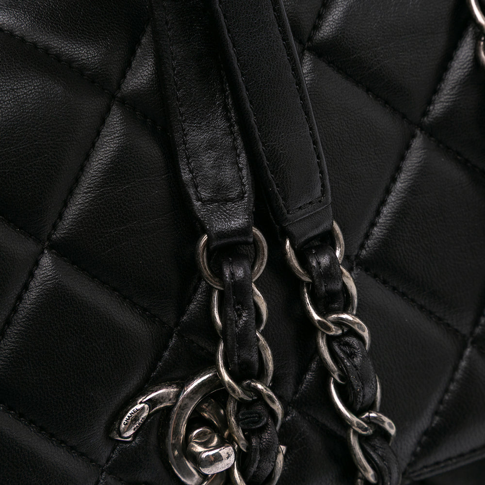 Large Lambskin Trendy CC Top Handle Bag Black - Gaby Paris