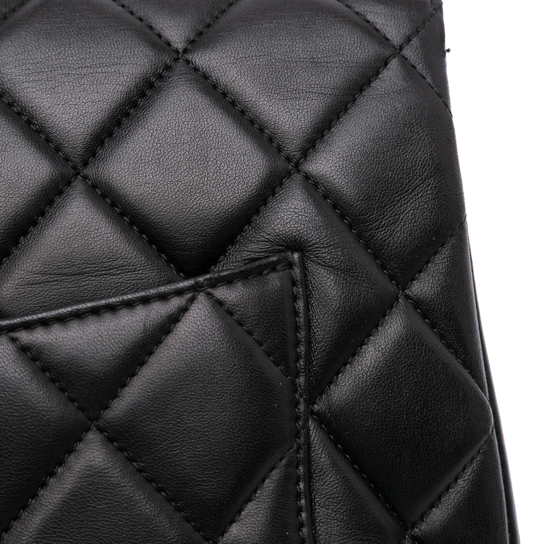 Large Lambskin Trendy CC Top Handle Bag Black - Gaby Paris