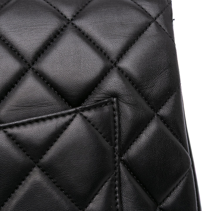 Large Lambskin Trendy CC Top Handle Bag Black - Gaby Paris