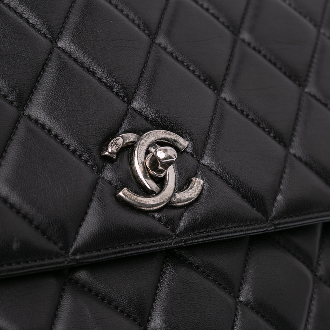 Large Lambskin Trendy CC Top Handle Bag Black - Gaby Paris