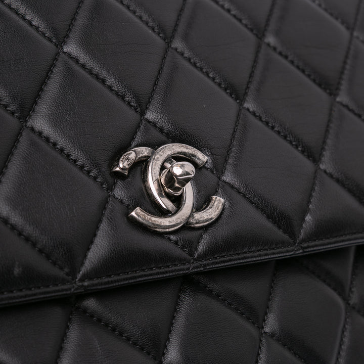 Large Lambskin Trendy CC Top Handle Bag Black - Gaby Paris