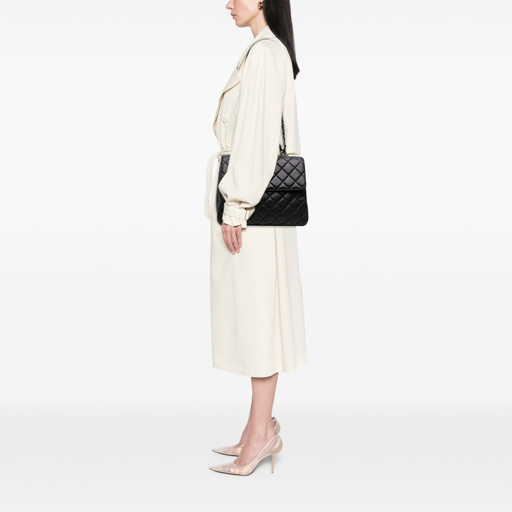 Large Lambskin Trendy CC Top Handle Bag Black - Gaby Paris