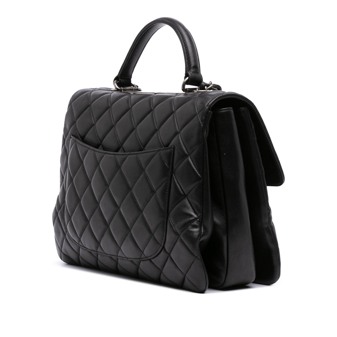 Large Lambskin Trendy CC Top Handle Bag Black - Gaby Paris
